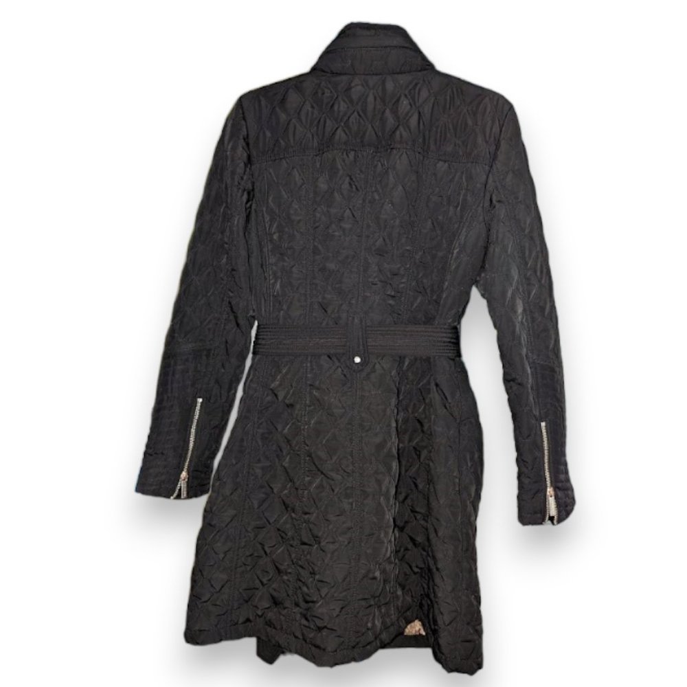 Michael Michael Kors Black Lined Quilted Removable Hooded Belted Coat Women PL - Picture 2 of 12